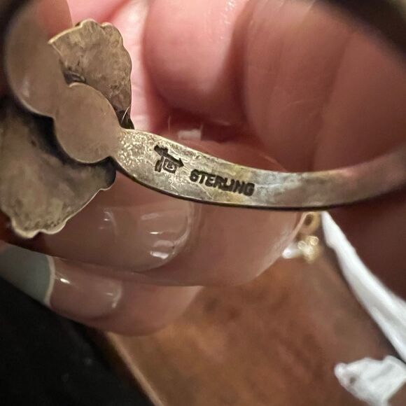 VINTAGE FRED HARVEY STERLING SILVER AND TURQUOISE WOMENS RING 5g - Picture 5 of 5